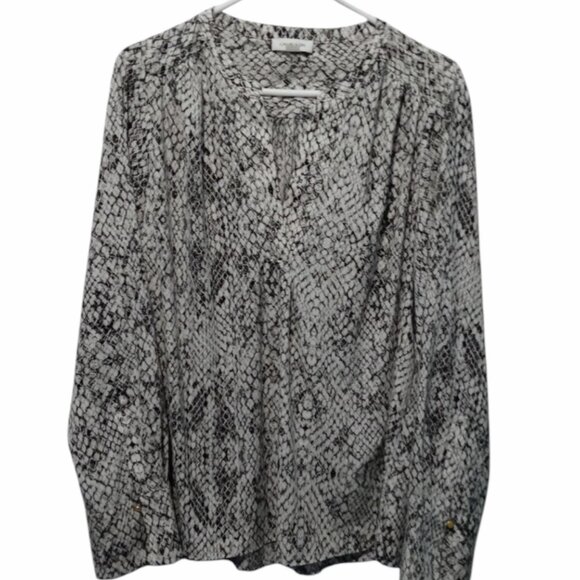 Calvin Klein Women's Animal Snakeskin Print Long Sleeve Blouse Size XL - Picture 1 of 9